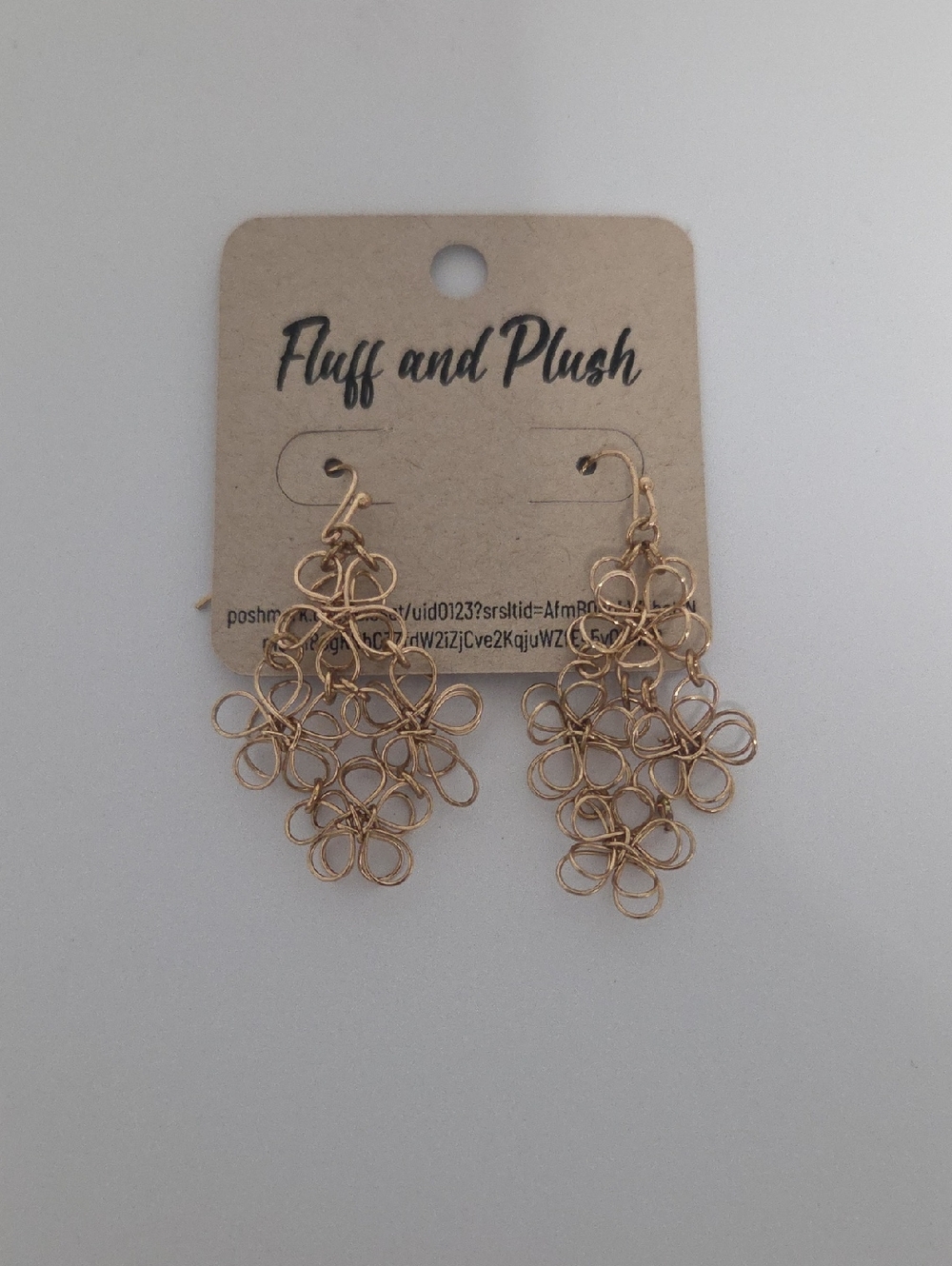 Gold Floral Wire Dangle Earrings